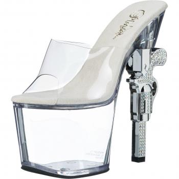 REVOLVER-712 Pleaser High Heels Damen Plateaupantoletten Strass Manschetten