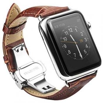Qialino Klassisches Leder Armband für Apple Watch Series 9