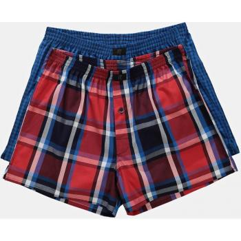 Confezione doppia di boxer in tessuto a quadri blu, uomo, taglia 7XL, JP1880