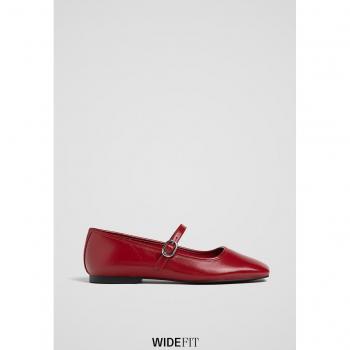 Rosso Stradivarius Ballerine Wide Fit con Fascetta e Fibbia