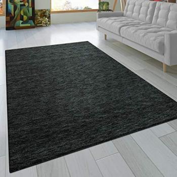 Tapis moderne pour salon et chambre, tissu uni anthracite – 120 × 170 cm