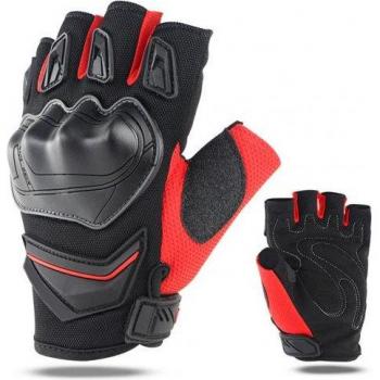 Gants de moto respirants avec protection anti-choc demi-doigt
