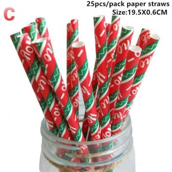 25pcs Festive Paper Straws with Snowflakes
