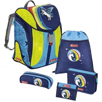 FlexLine Step‑By‑Step LED‑Schulrucksack‑Set – 5‑teilig – 39 cm