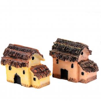 Moss-Lit Rustic Home Resin Sculpture