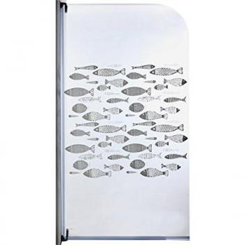 Aqualux White Bath Screen with Frame and Fish Glass Detail