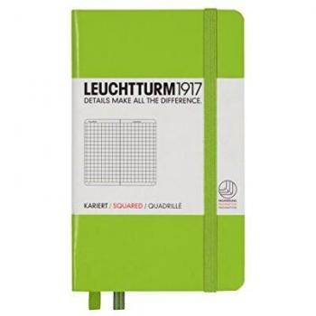 LEUCHTTURM1917 Pocket Notebook A6, Hardcover, 187 Numbered Pages, Squared, Lime