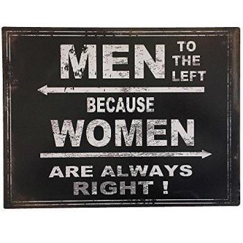 Nostalgische Zeitzone: Männer links, Frauen rechts – Blechschild