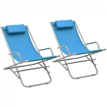 Sillas mecedoras en acero azul