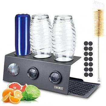 Stilvoller Flaschenhalter EAWONGEE: Edelstahl, Abtropfmatte & Bürstenkorb