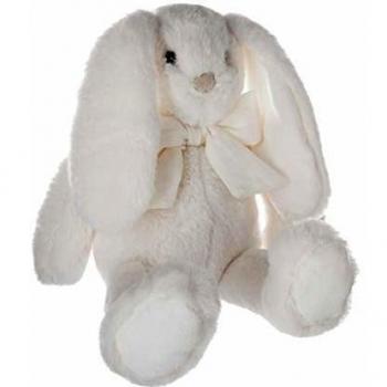 Lapin Peluche Noeud Blanc H35