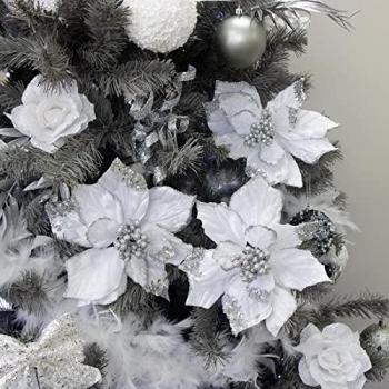 Silver Velvet Poinsettia Clip Set of 3