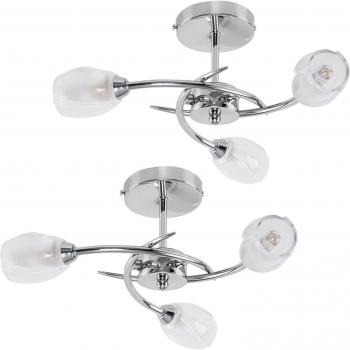 Silver 3 Way Ceiling Light with Frosted Glass Shades