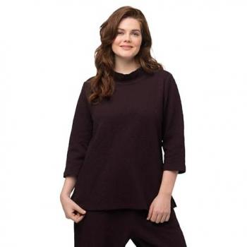 Ulla Popken Sweatshirt mit Stehkragen und 3/4-Ärmeln, Größe 46/48, braun