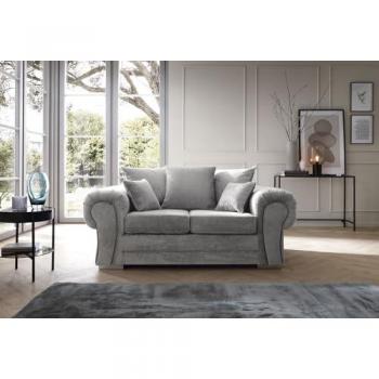 Verona 2-Seater Sofa in Light Grey Chenille