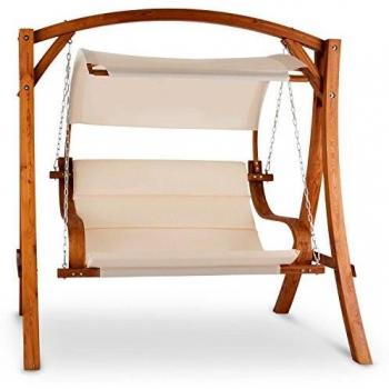 Blumfeldt Maui Balancelle – 110 cm, 2 places, voile d’ombrage polyester, bois de mélèze