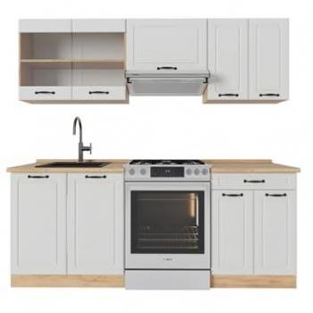 Cucina 200 cm Bianco e Quercia Dorata – Vicco R‑Line