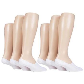 GripShield 6‑Piece Invisible Socks – Silicone Heel, Gentle Touch, White