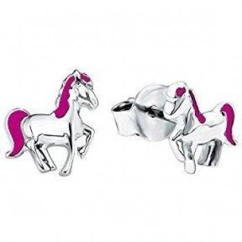 Pendientes de Caballo Rosa en Plata 925