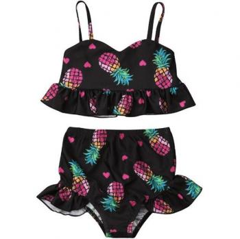 Meihuida Girls' Two-Piece Pineapple Bathing Suit