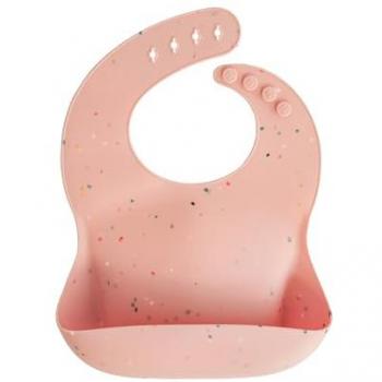 Babero Mushie Powder Rose Silicona