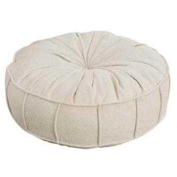 Matériau doux : Coussin de sol effet bouclette Teddy blanc, 60×20×60 cm