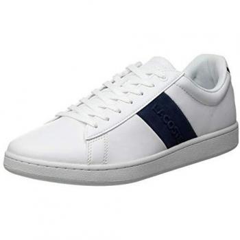 Lacoste Carnaby Evo 0120 3 SMA, Chaussure de sport pour hommes, Taille 42 EU, Blanc (WHT/NVY)