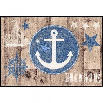 Salonloewe Fußmatte Anchor Wood 50 x 75 cm waschbare maritime Fußmatte