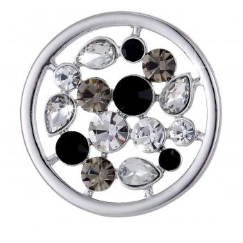 Morella Damen‑Münzenring 33 mm, silber, zirkonienbesetzt