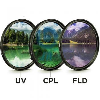 UV‑CPL‑FLD Kombi-Filter inklusive Taschen – Für Nikon und Sony (49–77 mm)