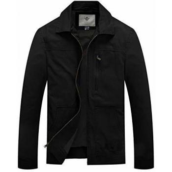 Blouson Décontracté Noir WenVen – Veste légère à poches larges, col à revers, Small
