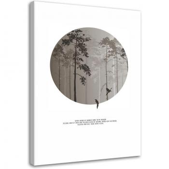 Lienzo Artístico Pájaros en la Selva Nebulosa 40x60 Blanco/Negro
