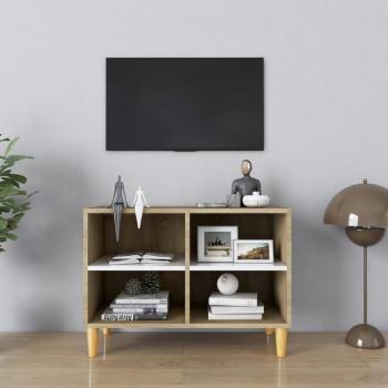 Weißer TV-Organizer Sonoma – Massivholzbeine