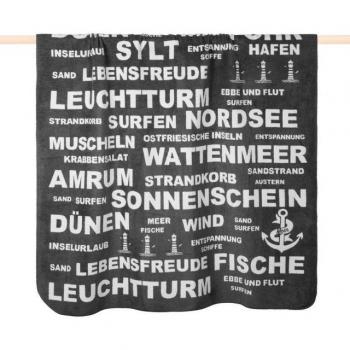 Pad Typo Nordsee Grau (Dunkelgrau) – 150 cm × 200 cm – Kuschel‑Wohndecke – Made in Europe