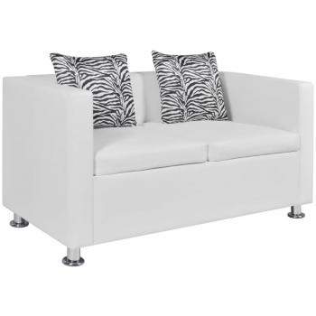 VidaXL 2-Sitzer Sofa Kunstleder Weiß