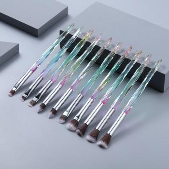 10Pcs Micro Diamond Eyebrow and Eyeliner Brush Set
