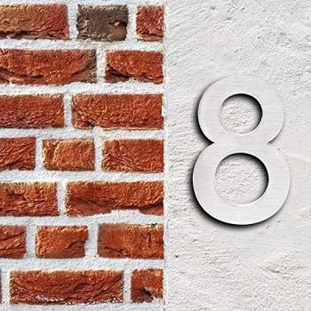 Numéro de Maison Chiffre 8 3D 20cm en Acier Inoxydable