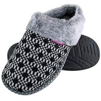 Dunlop Women's Black Plush Memory Foam Mules Size 4