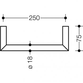 Porte-serviettes en chrome HEWI System 162, 250 x 750 mm