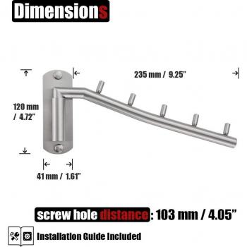 Wall-Mount Swing Arm Coat Rack in Stainless Steel