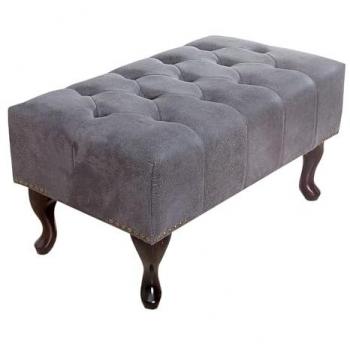 Chesterfield Hocker 80cm mit Massivholzbeinen