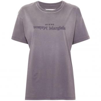 Maison Margiela T-shirt Logo Viola XS Cotone
