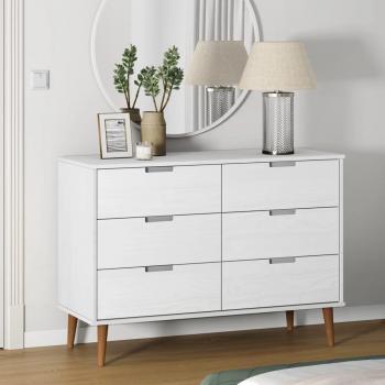 MOLDE Drawer Cabinet White 113x40x80 cm Solid Pine vidaXL