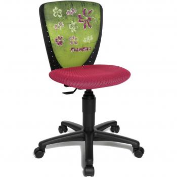 TOPSTAR High S`Cool Kinder Drehstuhl – Schwarz-Rosa mit Blüten