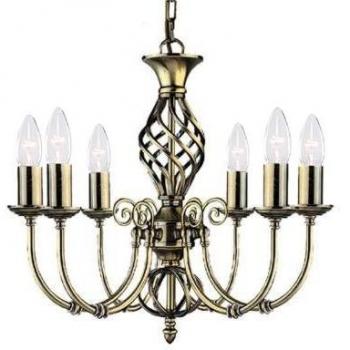 Zanzibar 6 Light Multi Arm Ceiling Pendant E14 Antique Brass