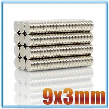 Imán de disco de neodimio N35 9x3 mm