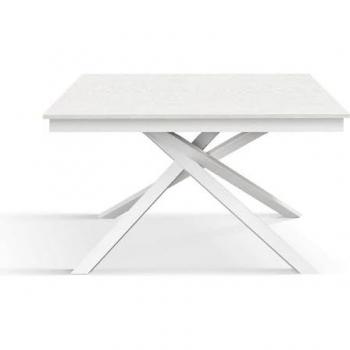 Mesa Konte Design de Madera Fresno Blanco con Base Blanca y Extensión