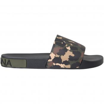 Dolce & Gabbana Multicolor Camouflage Leather Beachwear Men's Shoes