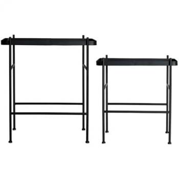 Kodu Mesa Auxiliar Hierro Gris y Negro 55x38x60 cm