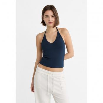 Navy Blue Stradivarius Tied Halter Top XL